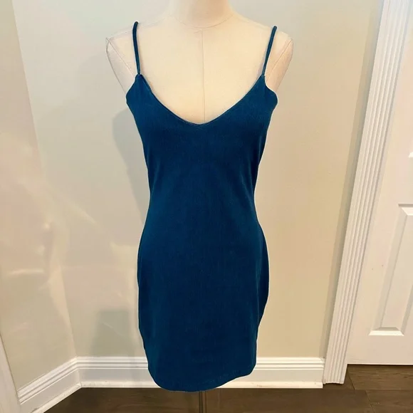 susana monaco denim dress Susana Monaco Denim Corset Midi Dress 33"